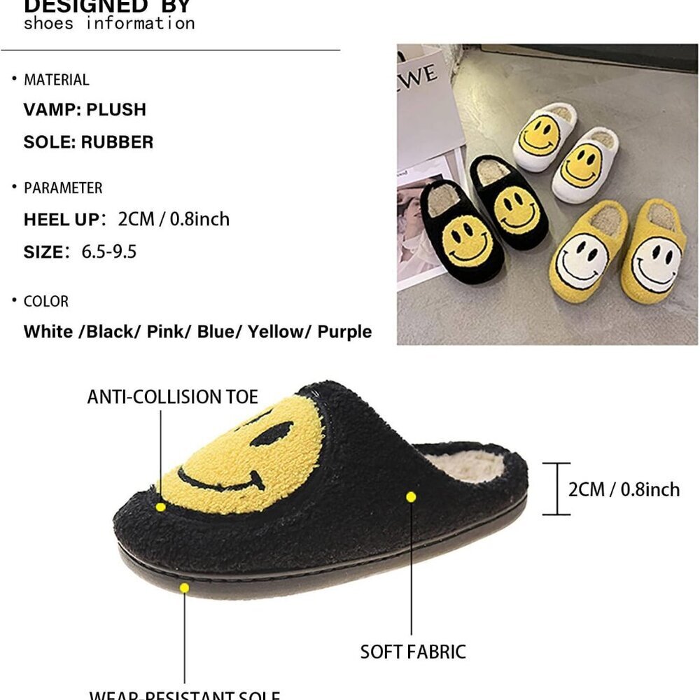 Women's Retro Plush Slippers Anti-Skid Sole White Size 5-11 Comfort Indoor - Picture 3 of 6
